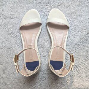 Brand New Stuart Weitzman Leather Ankle-Strap Sandals (white, size 6)